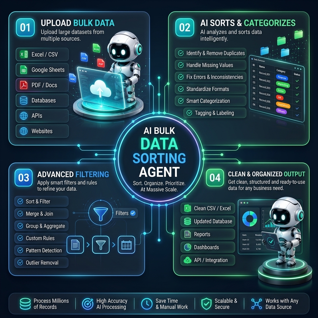 AI Bulk Data Sorting Agent in action dashboard