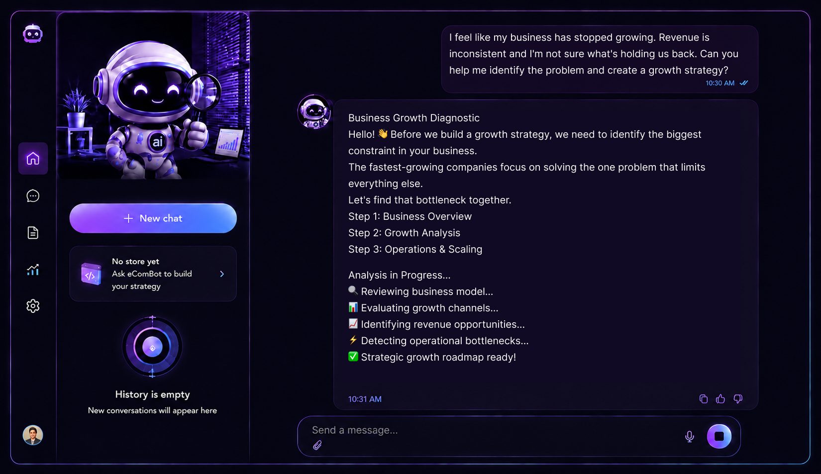 Chatbot AI dashboard screenshot