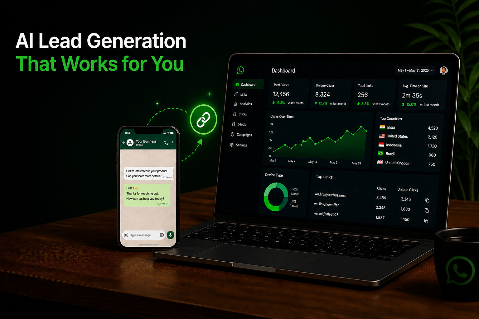 Lead generation workflow screen from Link Agent AI dashboard